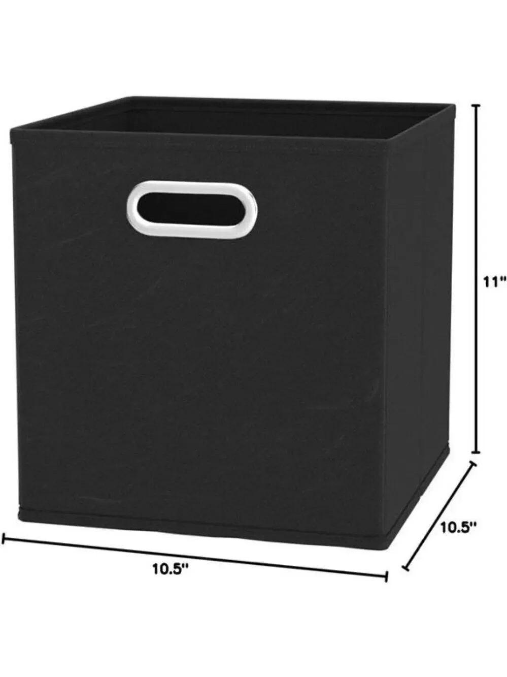 Black Fabric Storage Bins Set of 6 Collapsible Cube Organizer with Handles